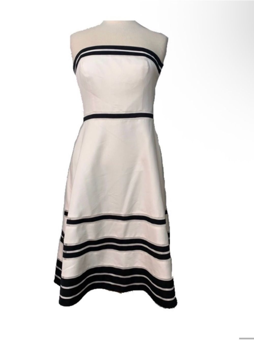 Ann Taylor Cream Dress with Black Trim